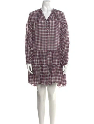 Pre-owned The Great Plaid Print Mini Dress In Burgundy