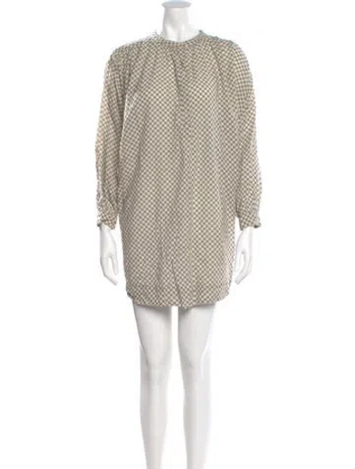 Pre-owned The Great Plaid Print Mini Dress In Neutral