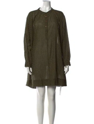 Pre-owned The Great Plaid Print Mini Dress W/ Tags In Green