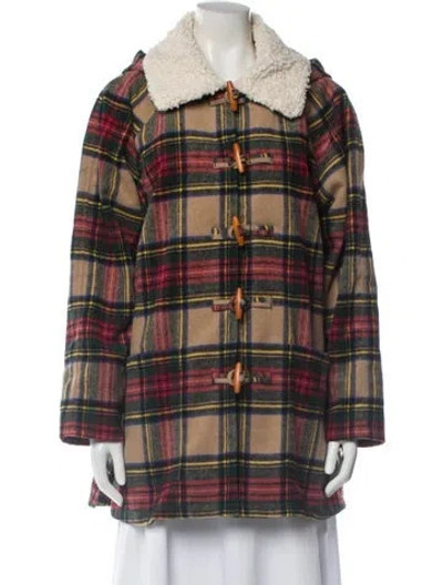 Pre-owned The Great Plaid Print Peacoat In Red