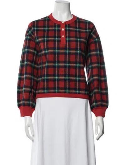 Pre-owned The Great Plaid Print Ruffle Embellishment Pajamas In Red