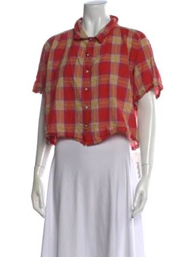 Pre-owned The Great Plaid Print Short Sleeve Button-up Top In Multi