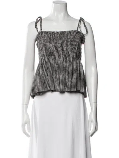 Pre-owned The Great Plaid Print Square Neckline Crop Top W/ Tags In White