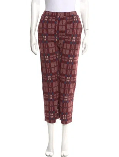 Pre-owned The Great Plaid Print Straight Leg Pants In Black