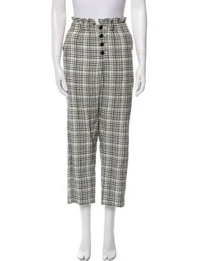Pre-owned The Great Plaid Print Straight Leg Pants In Black