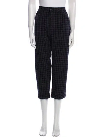 Pre-owned The Great Plaid Print Straight Leg Pants In Blue