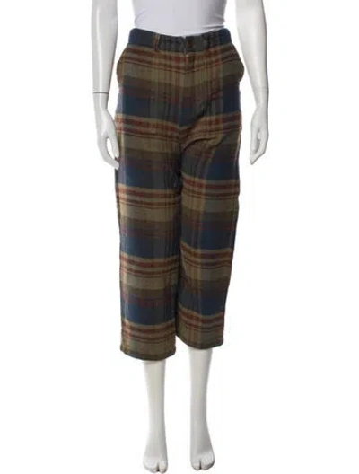 Pre-owned The Great Plaid Print Straight Leg Pants In Blue