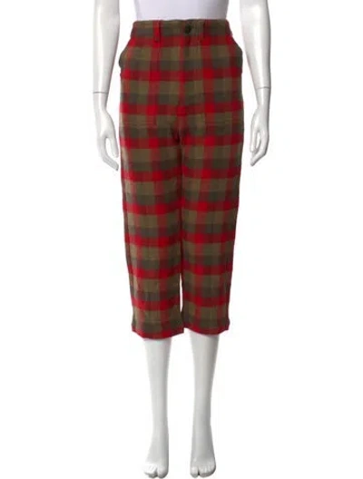Pre-owned The Great Plaid Print Straight Leg Pants In Brown
