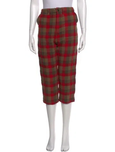 Pre-owned The Great Plaid Print Straight Leg Pants In Green