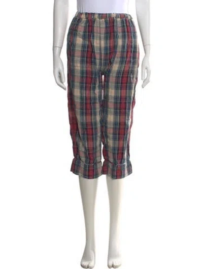Pre-owned The Great Plaid Print Straight Leg Pants In Neutral