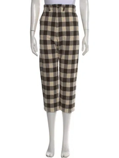 Pre-owned The Great Plaid Print Straight Leg Pants In Neutral