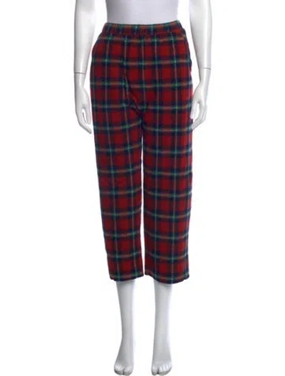 Pre-owned The Great Plaid Print Straight Leg Pants In Red