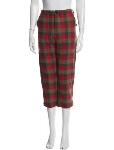 Pre-owned The Great Plaid Print Straight Leg Pants In Red