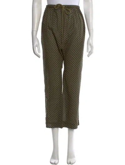 Pre-owned The Great Plaid Print Straight Leg Pants W/ Tags In Green