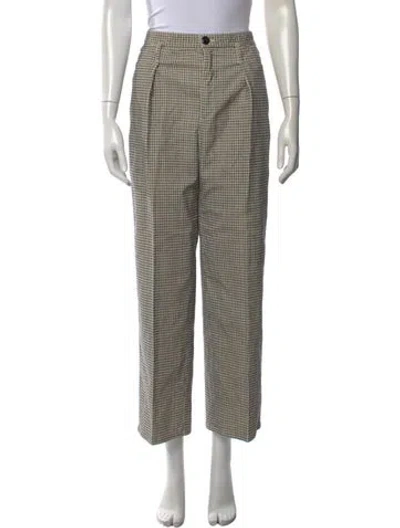 Pre-owned The Great Plaid Print Straight Leg Pants In White