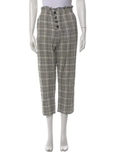 Pre-owned The Great Plaid Print Straight Leg Pants In White
