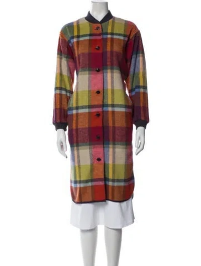 Pre-owned The Great Plaid Print Trench Coat In Red