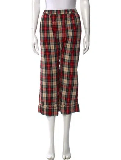 Pre-owned The Great Plaid Print Wide Leg Pants In Red