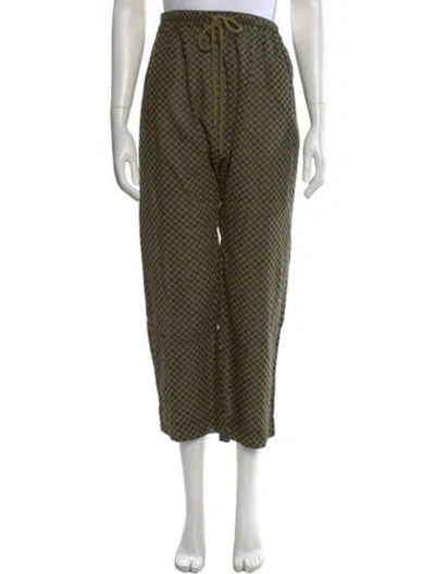 Pre-owned The Great Plaid Print Wide Leg Pants W/ Tags In Green
