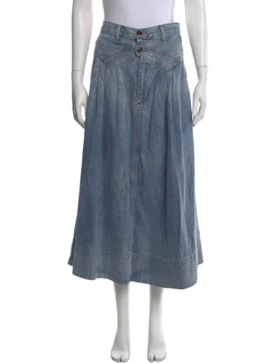 Pre-owned The Great Pleated Accents Long Skirt In Blue