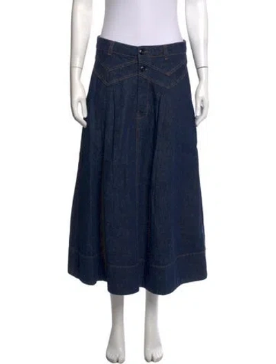 Pre-owned The Great Pleated Accents Long Skirt In Blue