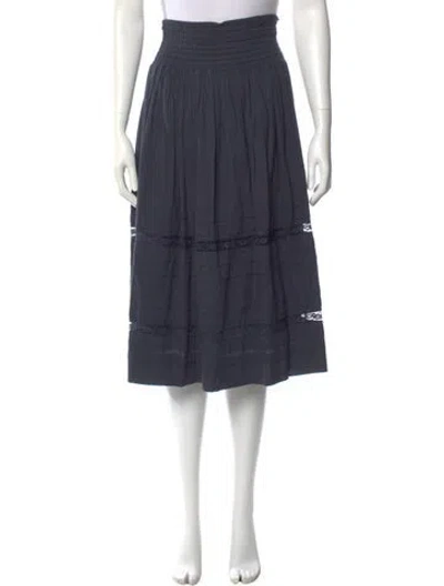 Pre-owned The Great Pleated Accents Midi Length Skirt In Blue