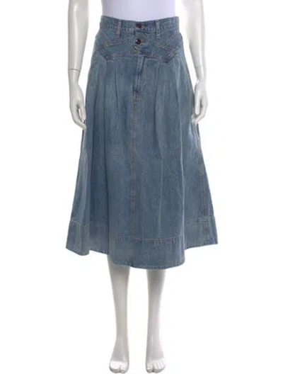 Pre-owned The Great Pleated Accents Midi Length Skirt In Blue