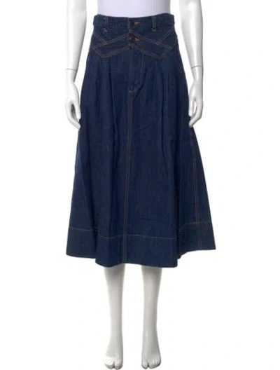 Pre-owned The Great Pleated Accents Midi Length Skirt In Blue