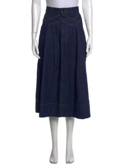 Pre-owned The Great Pleated Accents Midi Length Skirt In Blue
