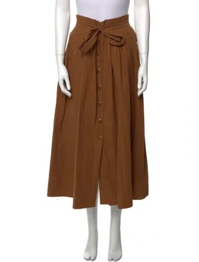 Pre-owned The Great Pleated Accents Midi Length Skirt In Brown