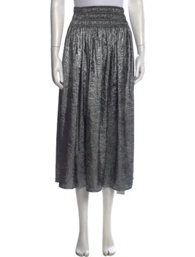 Pre-owned The Great Pleated Accents Midi Length Skirt In Gray