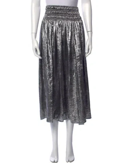 Pre-owned The Great Pleated Accents Midi Length Skirt In Silver