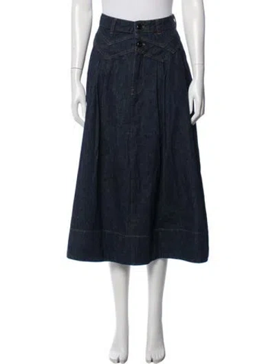Pre-owned The Great Pleated Accents Midi Length Skirt W/ Tags In Blue