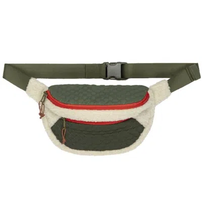 The Great Plush Colorblock Hip-pack Bag In Cream & Army In Green