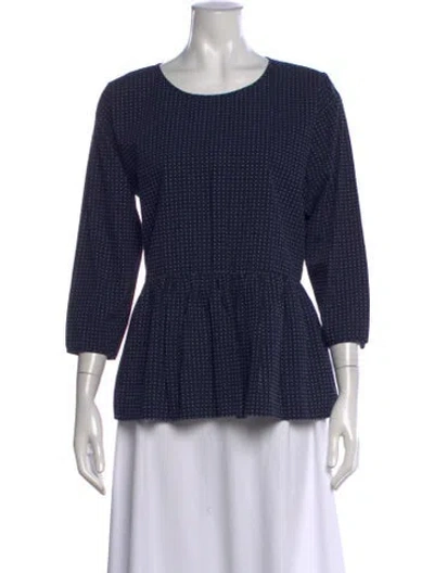 Pre-owned The Great Polka Dot Print Crew Neck Top In Blue