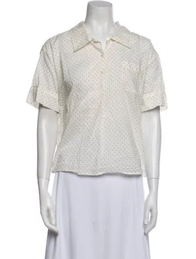 Pre-owned The Great Polka Dot Print Crochet Trim Lounge Set In Neutral