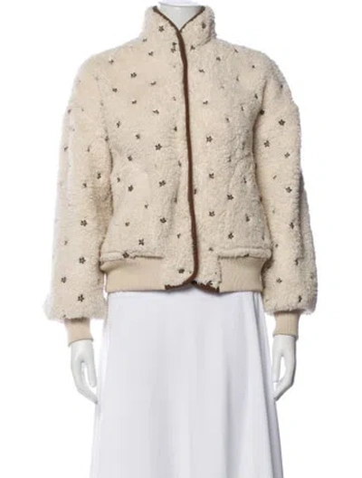 Pre-owned The Great Polka Dot Print Faux Fur Jacket In Neutral