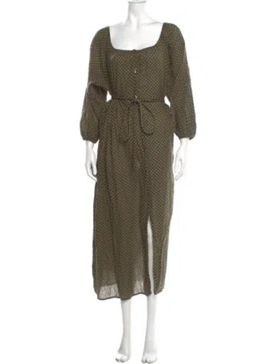 Pre-owned The Great Polka Dot Print Long Dress In Green