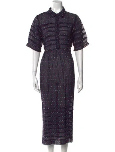 Pre-owned The Great Polka Dot Print Long Dress W/ Tags In Blue