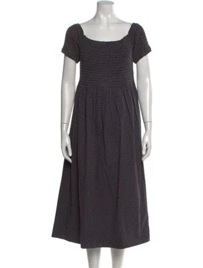 Pre-owned The Great Polka Dot Print Midi Length Dress In Blue