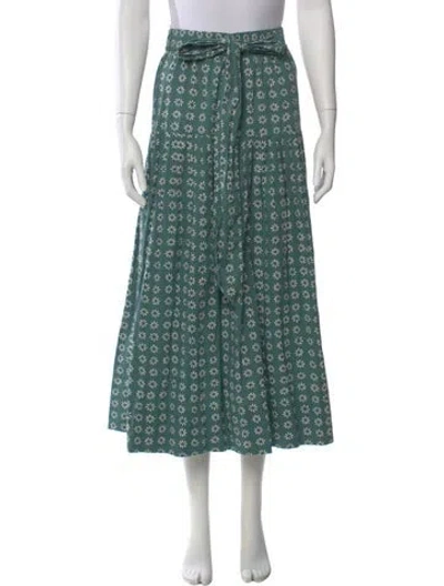 Pre-owned The Great Polka Dot Print Midi Length Skirt In Green