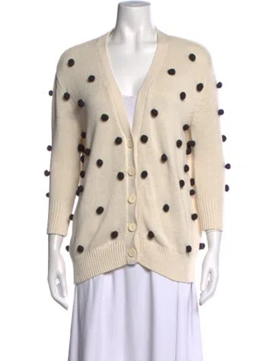 Pre-owned The Great Polka Dot Print V-neck Sweater In Neutrals