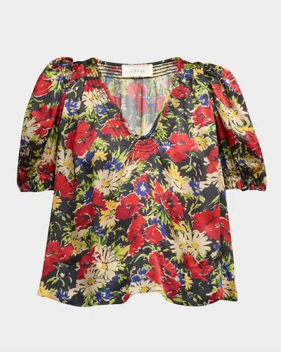 The Great Ponder Top In Hidden Garden Floral In Blue