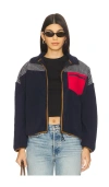 The Great Print Mix Plush Terrain Half Zip Jacket In Blue