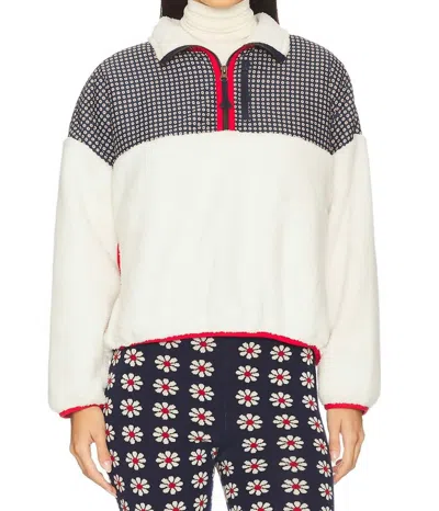 The Great Print Mix Plush Terrain Half Zip Jacket In White