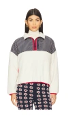 The Great Print Mix Plush Terrain Half Zip Jacket In White