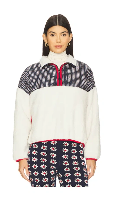 The Great Print Mix Plush Terrain Half Zip Jacket In White
