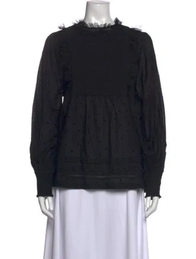 Pre-owned The Great Printed Crew Neck Blouse In Black