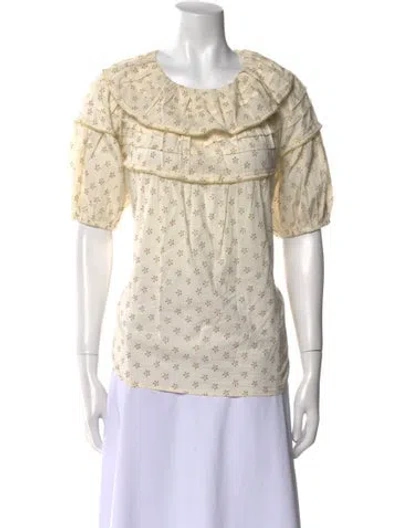 Pre-owned The Great Printed Crew Neck Blouse In Neutral