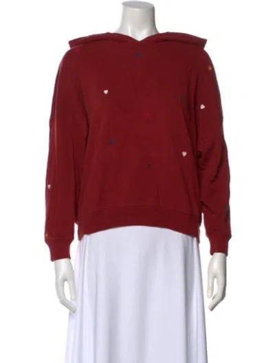 Pre-owned The Great Printed Crew Neck Hoodie In Red